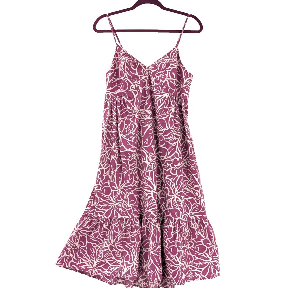 GAP Women's Pink Floral Spaghetti Strap Tiered Maxi Dress Size Large